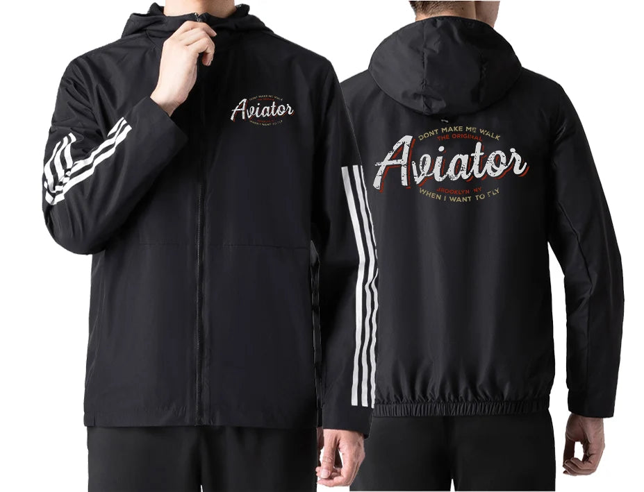 Aviator - Dont Make Me Walk Sport Style aviation design printed on lightweight windproof shell windbreaker.