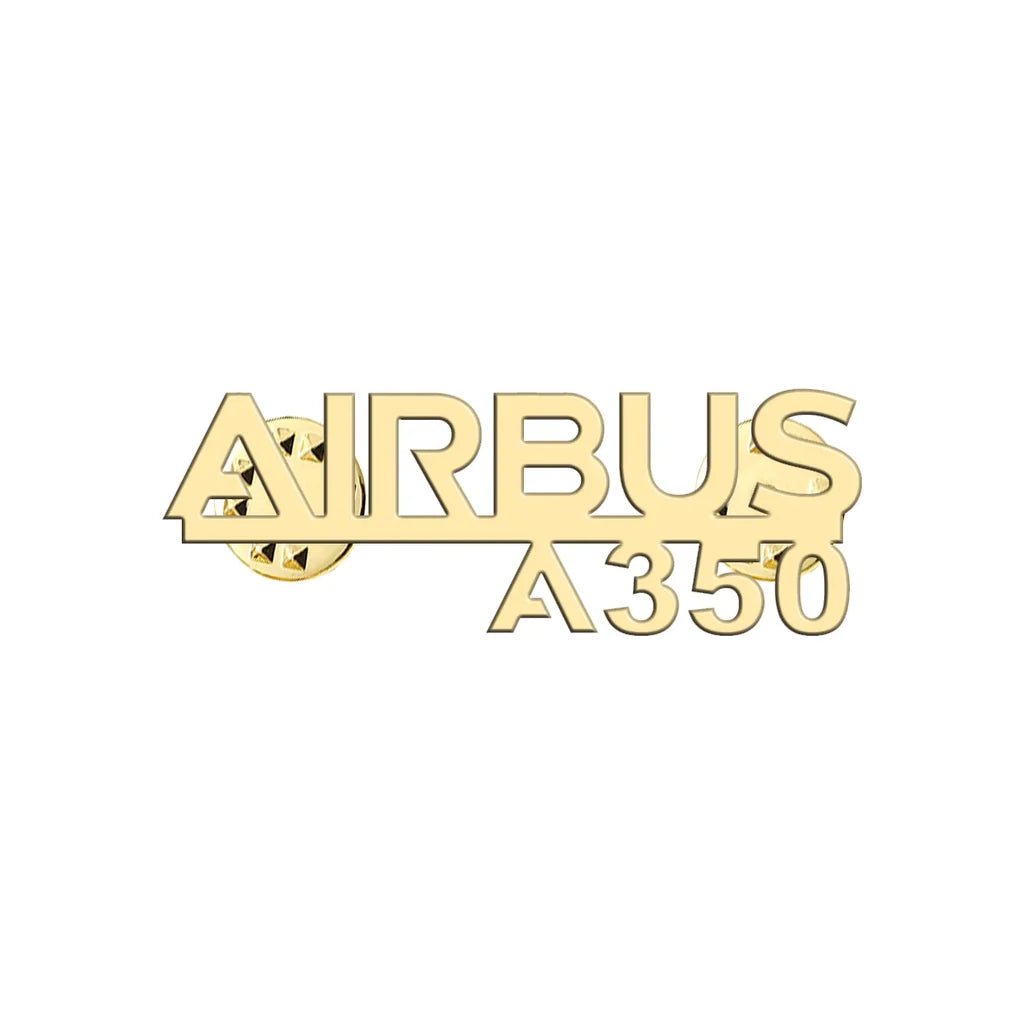 Airbus A350 & Text aviation hollow pin in polished alloy.