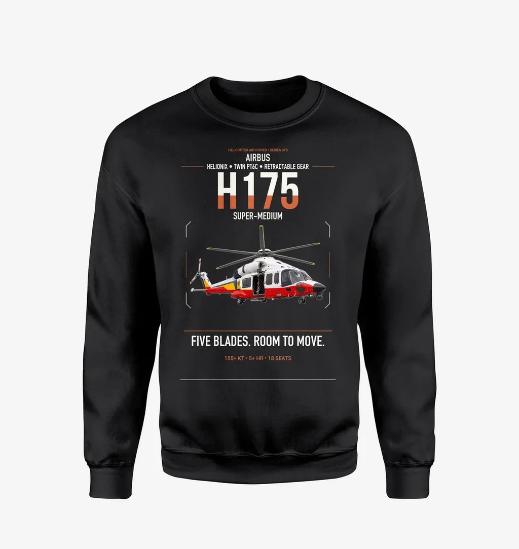 Airbus H175 design on black sweatshirt