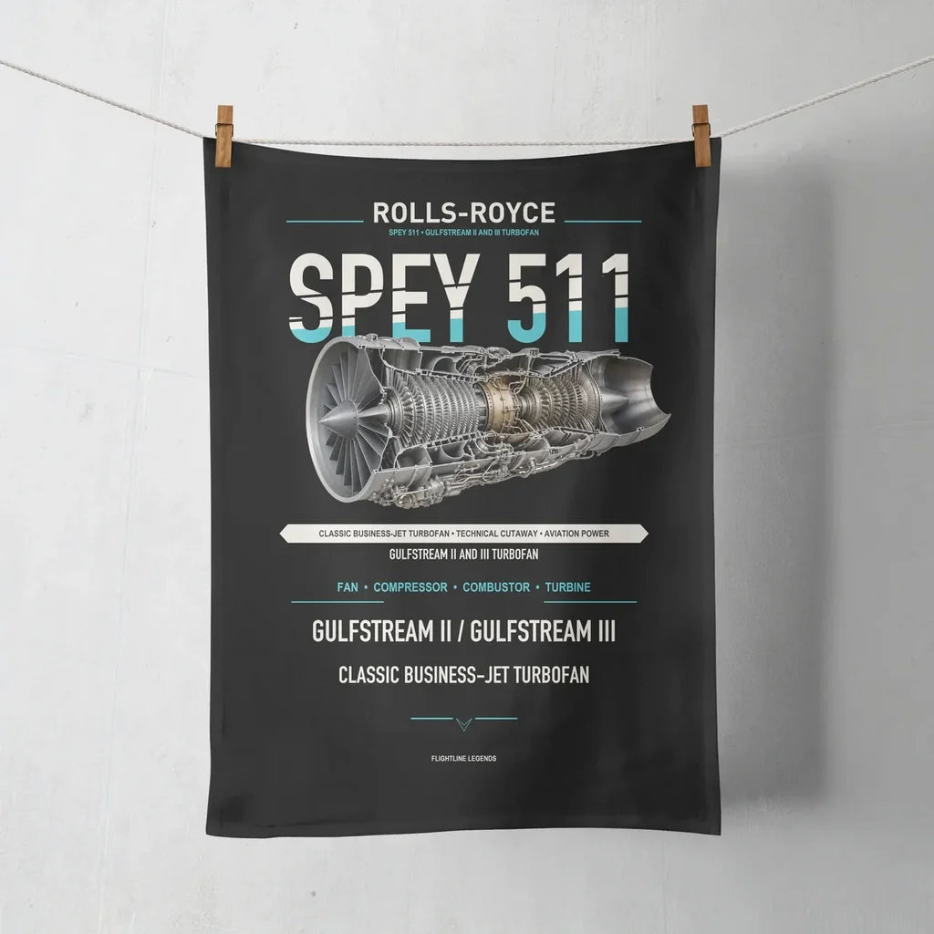 SPEY 511 design on black towel
