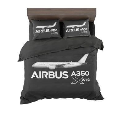 The Airbus A350 WXB aviation design on soft cotton blend bedding set.