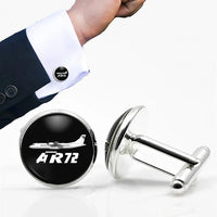 Thumbnail for Side view of The ATR72 aviation cuff links in polished metal, polished finish.