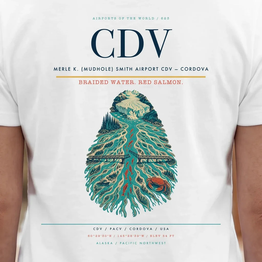 Merle K. (Mudhole) Smith Airport (CDV) double-side t-shirt design close-up cover