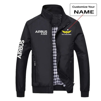 Airbus A320 & Text aviation design printed on modern shell with tailored fit stylish jacket.