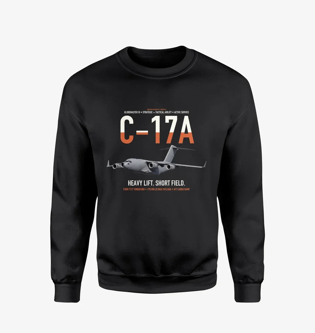 C-17A Globemaster III design on black sweatshirt