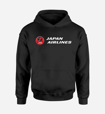 Japan Airlines logo printed on black hoodie