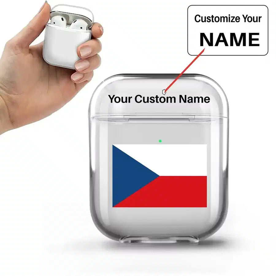 Czech Republic Flag AirPods transparent case - Normal + Name