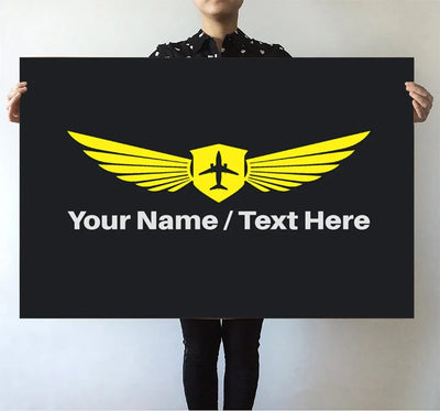 Customizable Name aviation themed poster, premium poster paper.