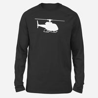 Thumbnail for Helicopter Long-Sleeve aviation design printed on soft cotton long-sleeve T-shirt.