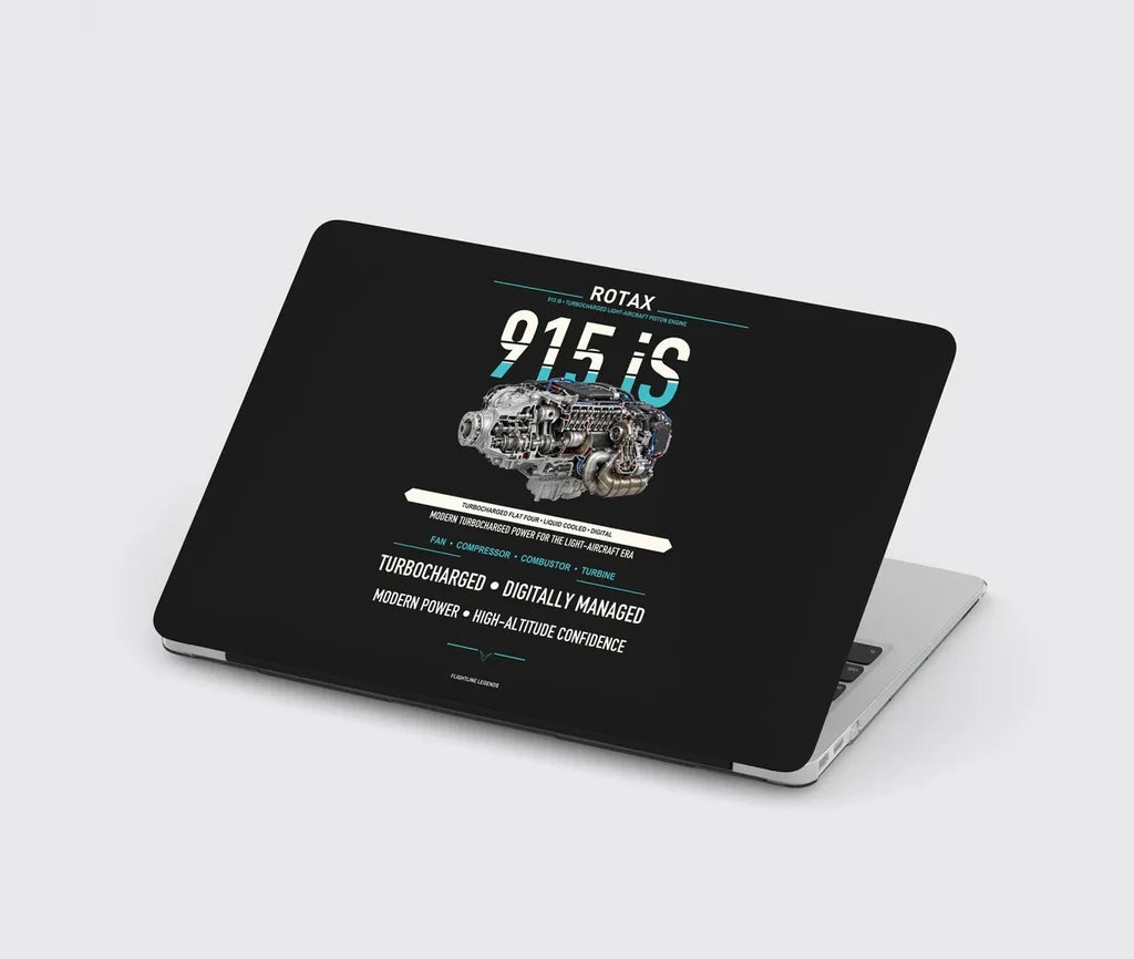 915 iS design on black MacBook case