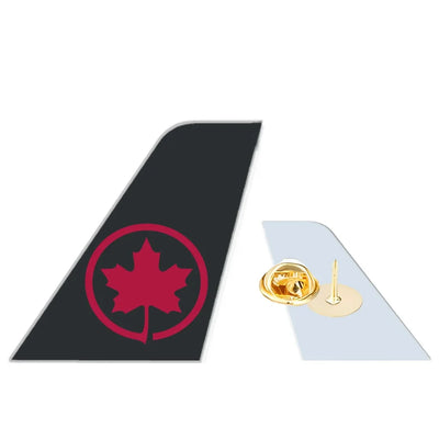 Air Canada aviation design tail-shape badge pin in polished alloy.