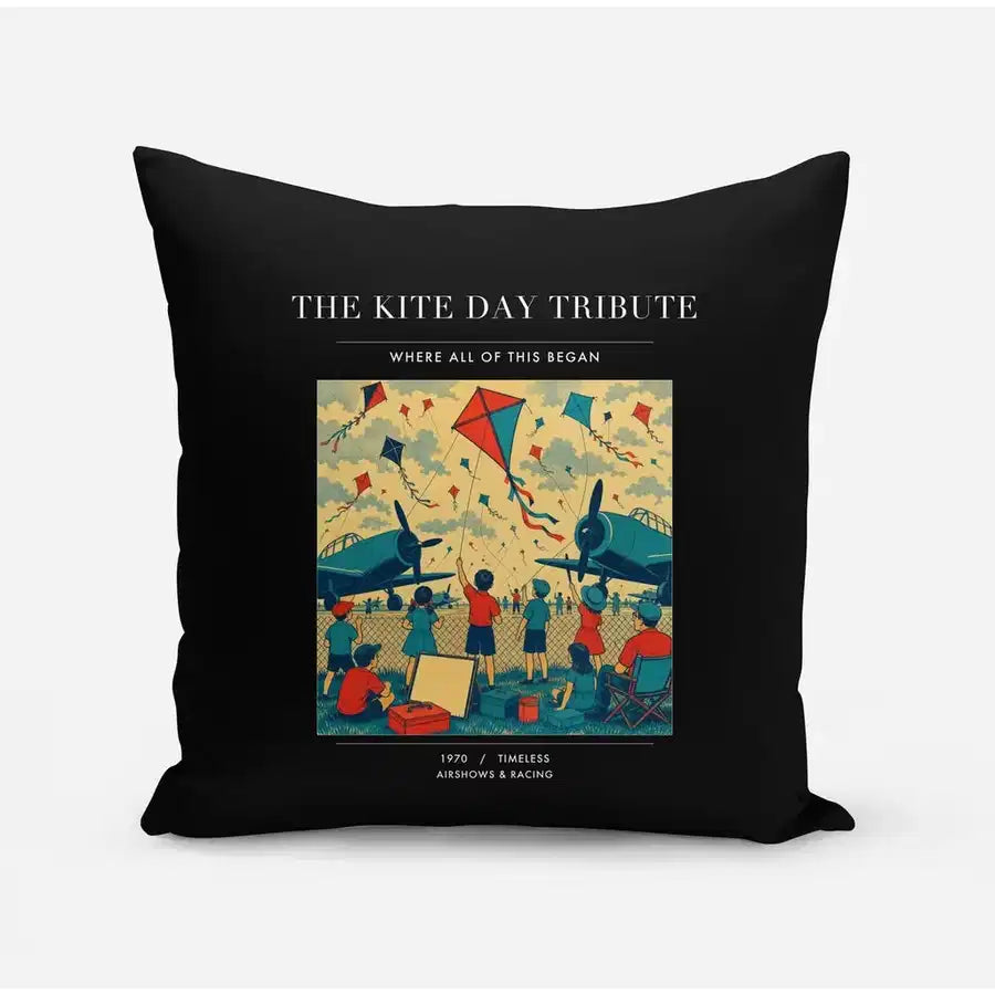 VINTAGE G4434 - The Kite Day Tribute - Designed Pillows design on black