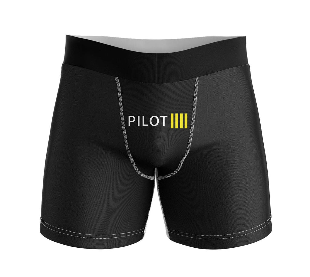 Pilot & Stripes (4 Lines) aviation design on soft cotton blend men's boxers.