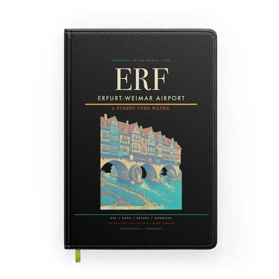 Erfurt-Weimar Airport (ERF) design on black notebook
