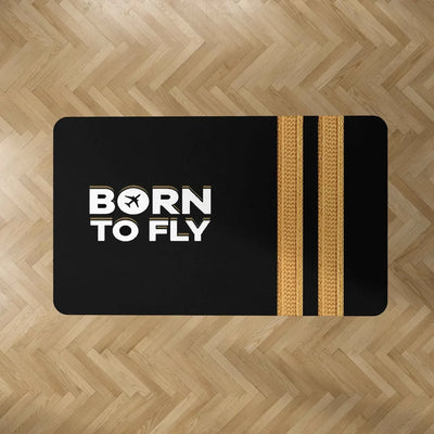 Born to Fly & Pilot Epaulettes 2 Lines aviation design on durable carpet pile with non-slip backing rectangle carpet floor mats.