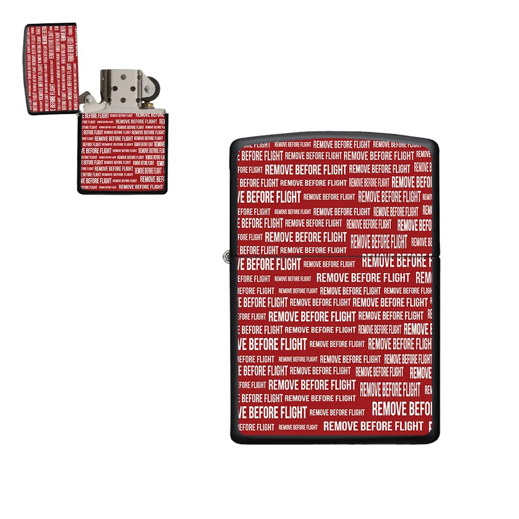 Remove Before Flight 3-Red aviation metal lighter in premium metal alloy.
