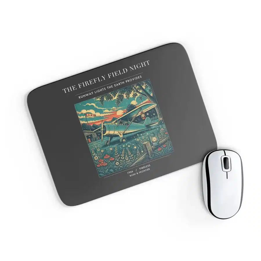 VINTAGE G4400 - The Firefly Field Night - Designed Mouse Pads design on black rectangle