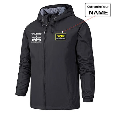Flying is Importanter Rain Jackets & Windbreakers aviation design printed on waterproof shell with sealed seams small-logo ra.
