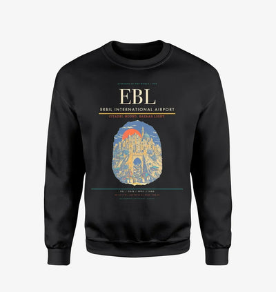 Erbil International Airport (EBL) design on black sweatshirt