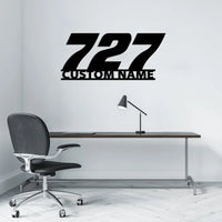 Thumbnail for Boeing 727 Flat Text aviation design on durable metal with painted finish metal wall sign.