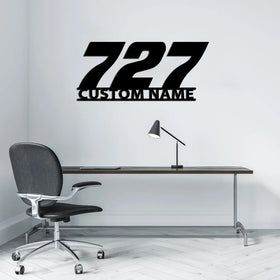 Boeing 727 Flat Text Wall Metal Signs