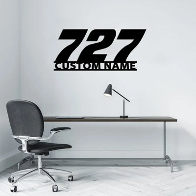 Boeing 727 Flat Text aviation design on durable metal with painted finish metal wall sign.