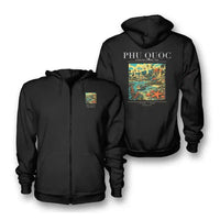 Thumbnail for PHU QUOC - Poster - Zipped Hoodie - Black