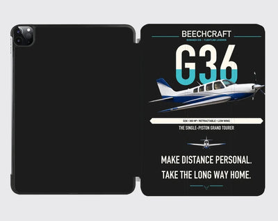 Beechcraft Bonanza G36 design on black ipad tablet case