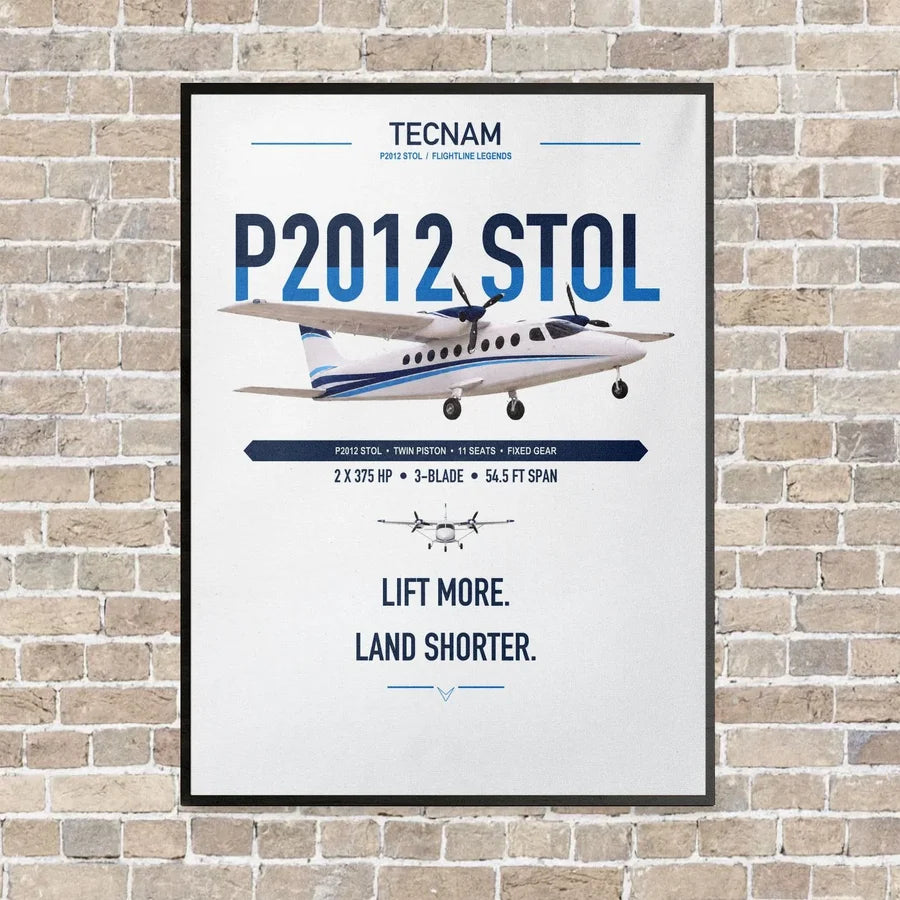Tecnam P2012 STOL vertical canvas print - framed - white background