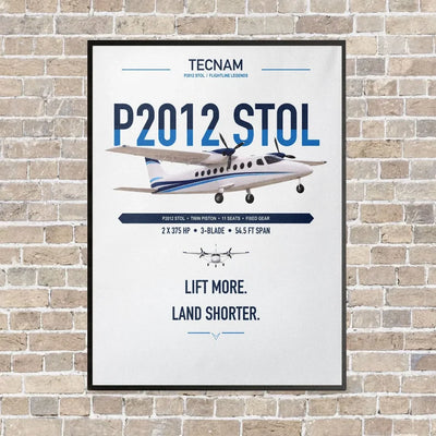 Tecnam P2012 STOL vertical canvas print - framed - white background