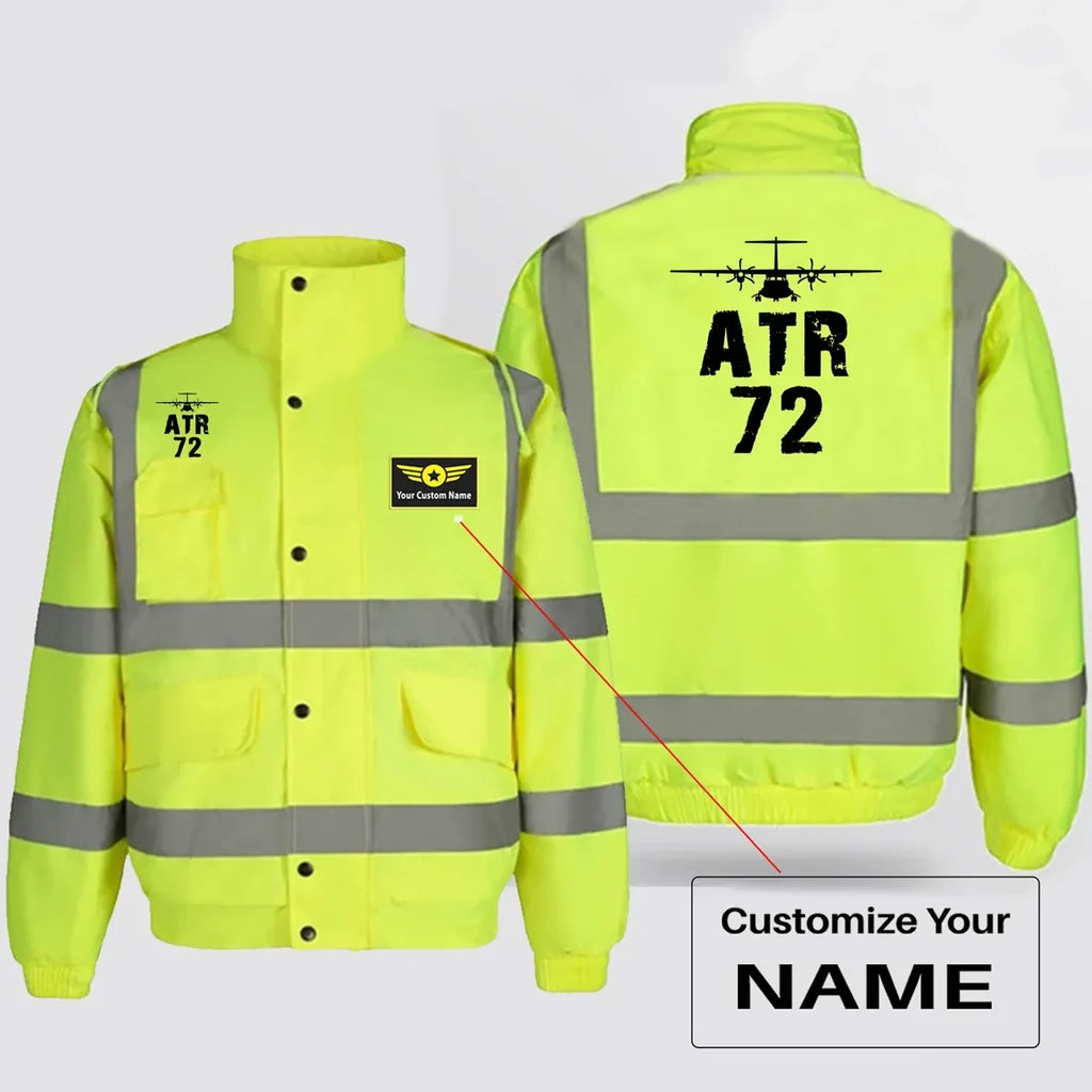ATR-72 & Plane aviation design printed on insulated shell with high-visibility reflective panels reflective winter jacket.