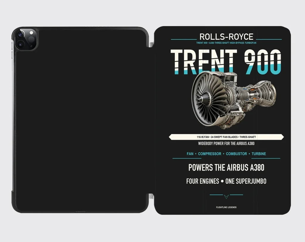TRENT 900 design on black ipad tablet case