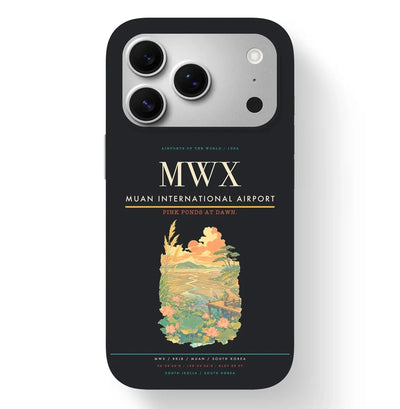 Muan Airport (MWX) design on black iPhone 17 Pro MagSafe case