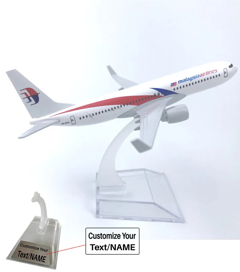 Side view of Malaysia Boeing 737 Airplane Model (16CM) aviation 16-18cm scale model aircraft in diecast metal.