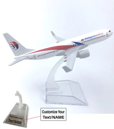Side view of Malaysia Boeing 737 Airplane Model (16CM) aviation 16-18cm scale model aircraft in diecast metal.