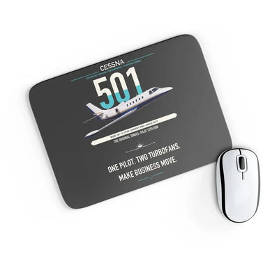 Cessna 501 Citation I SP design on black rectangle mouse pad