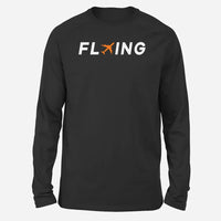 Thumbnail for Flying Long-Sleeve aviation design printed on soft cotton long-sleeve T-shirt.