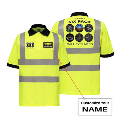 The Only Six Pack I Will Ever Need aviation design printed on soft cotton reflective polo shirt.