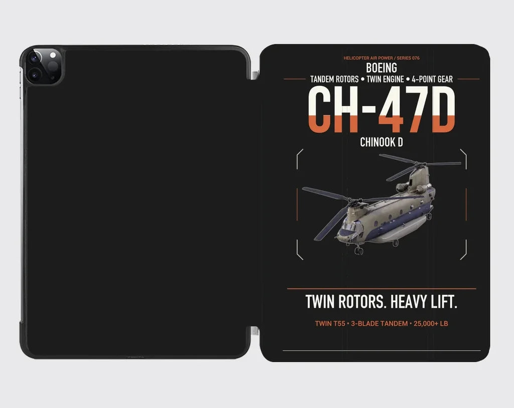 Boeing CH-47D design on black ipad tablet case