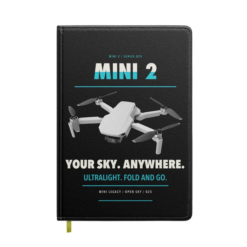 DJI Mini 2 design on black notebook
