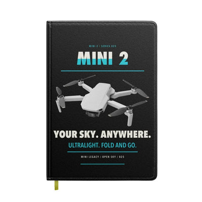 DJI Mini 2 design on black notebook