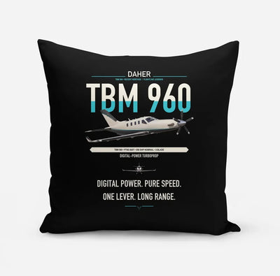 Daher TBM 960 design on black pillow