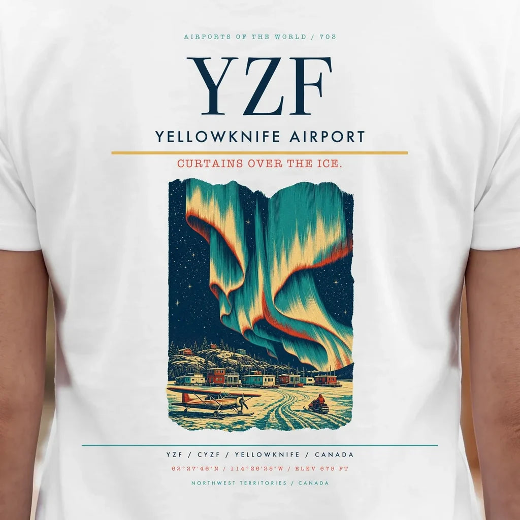 Yellowknife Airport (YZF) double-side t-shirt design close-up cover