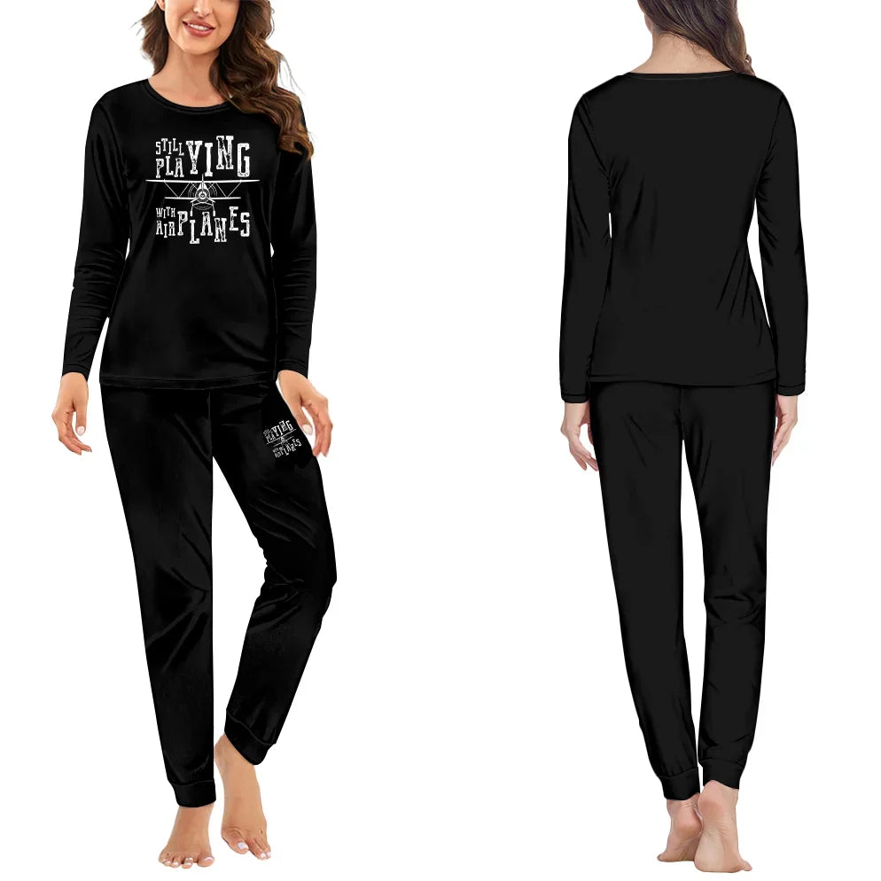 Still Playing With Airplanes women pajamas - Black