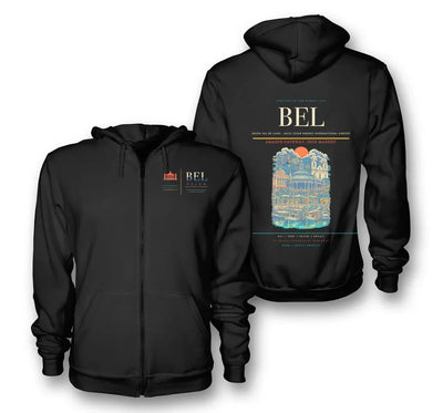 Belem Airport (BEL) design on black premium zipped hoodie