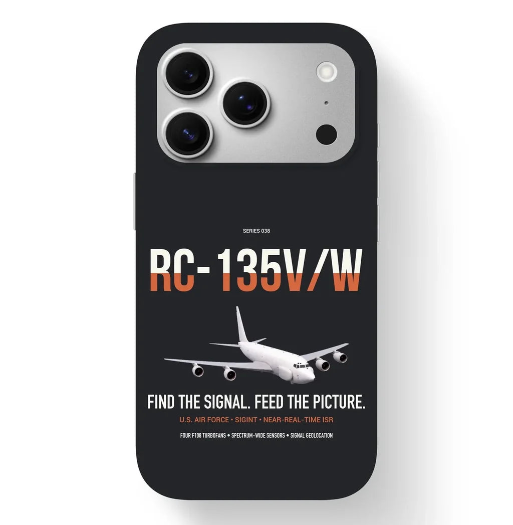 RC-135V W Rivet Joint design on black magsafe iphone case, for iPhone 17 Pro