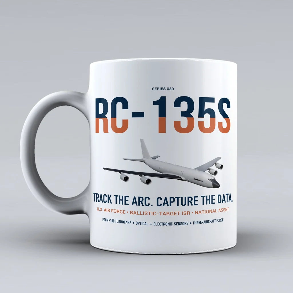 RC-135S Cobra Ball design on white ceramic mug, double-side print