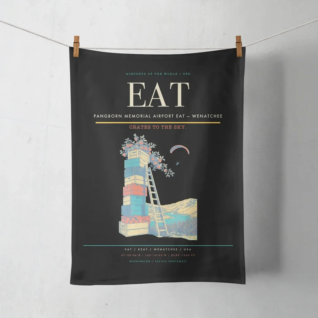 Pangborn Memorial Airport (EAT) design on black towel