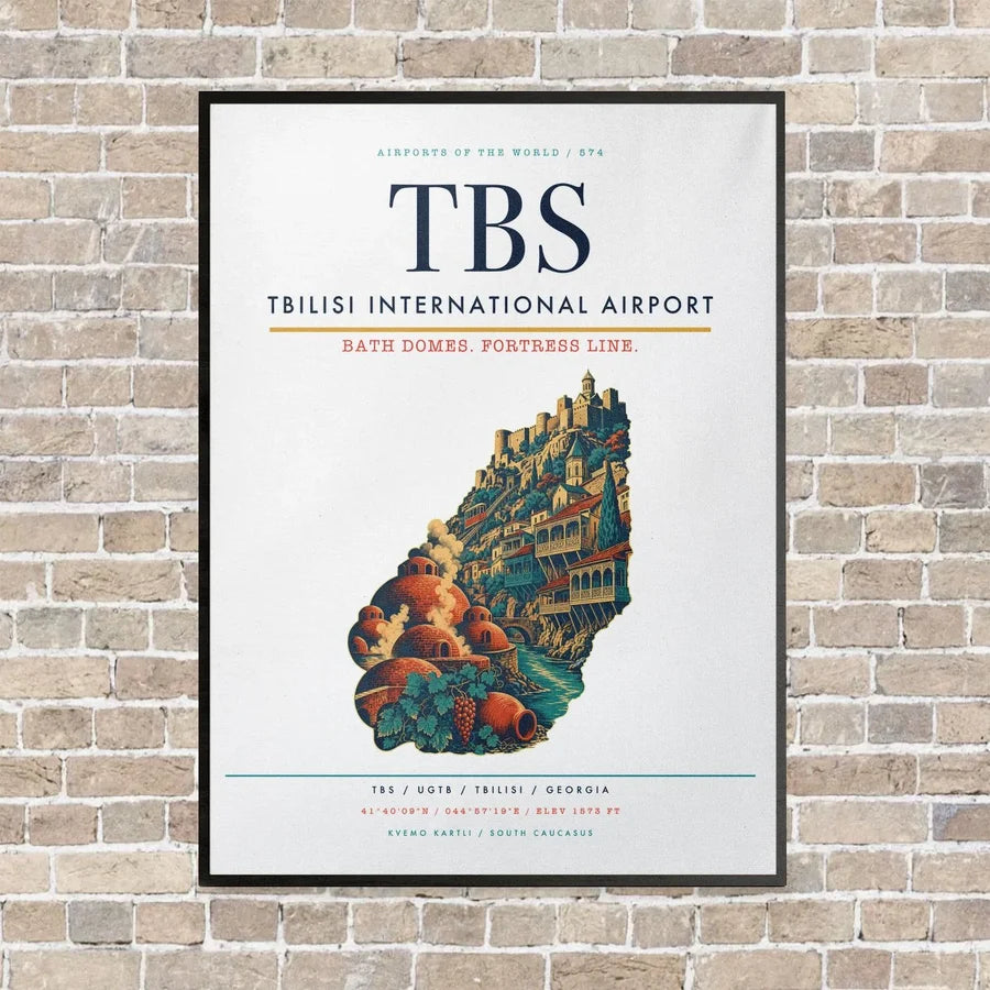 Tbilisi International Airport TBS vertical canvas print - framed - white background
