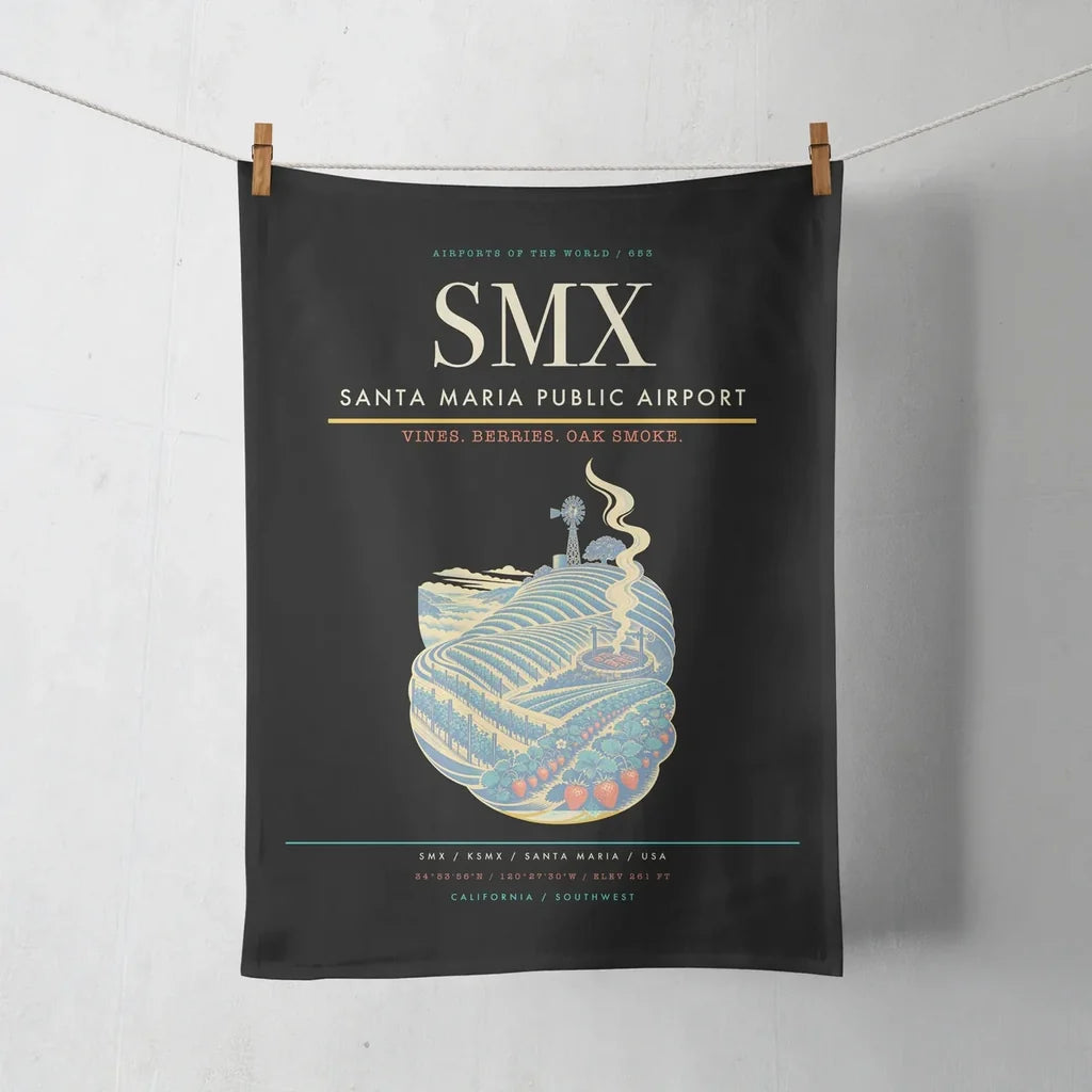 Santa Maria Public Airport (SMX) design on black towel
